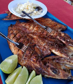 Step 1 - Pick your fish, Step 2 - Weigh it, Step 3 - Have it grilled with a butter marinade, Step 4 - Gorge oneself with an amazing meal. Zarandeado Pescado is not to be missed!