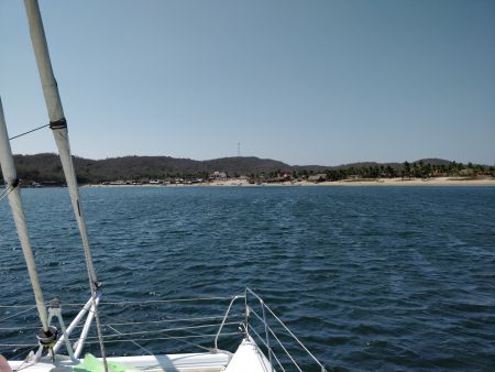 Pulling into Chamela we had a pretty good breeze blowing through, where was this wind during our passage?