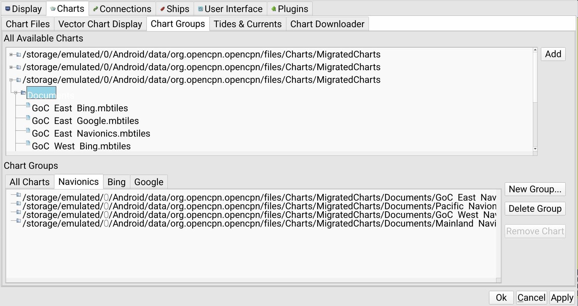 Setting up OpenCPN on an Android Tablet, Installing Charts, Selecting ...