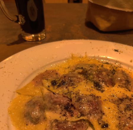 Beet (not beef) ravioli