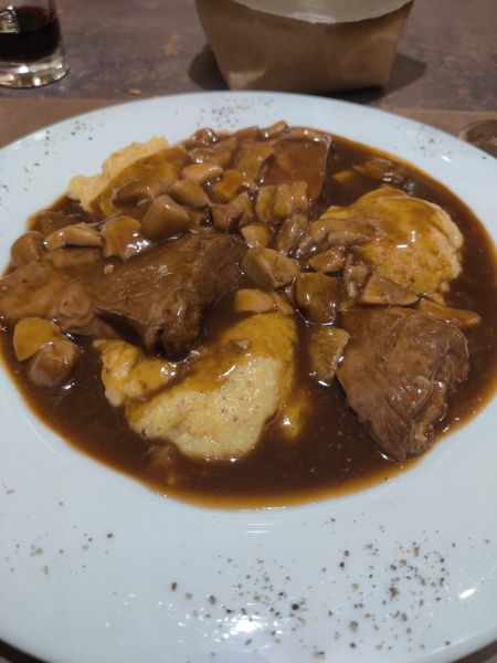 Pork cheeks with polenta