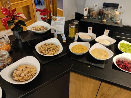 Granola, oats, fruit, berries