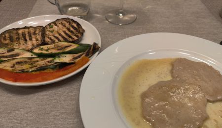 Veal Scallopine and mixed grilled vegatables