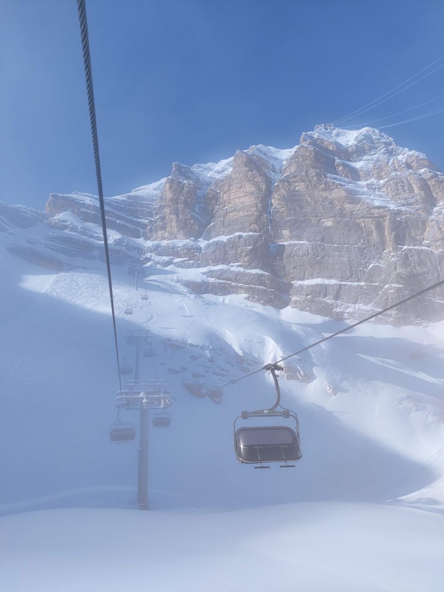 Just breaking out of the clouds