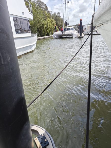 The black post is the end of the dock, normally boats stick out no more than a meter - this one stuck out 15 meters!