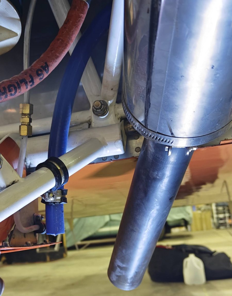 Adel clamps to secure the backup breather tube