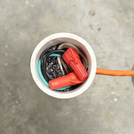 Wires connected using wire nuts to allow future servicing