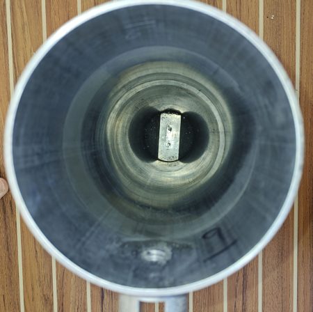 Inside of the outer tube (that is bonded to the floor) - the bracket in the bottom is attached with two screw studs extending (no nuts were installed)
