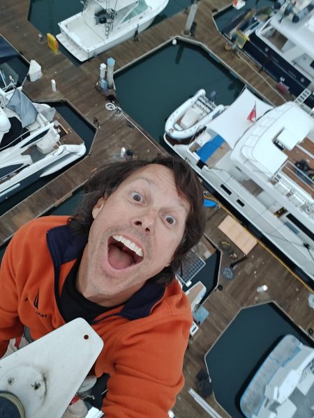 Up the mast to repair an intermittent windvane