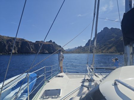 Looking around at Candeleros Chico before bailing for a safer anchorage