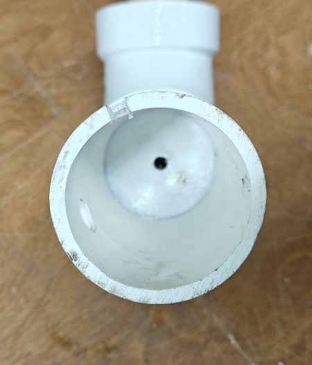 PVC sensor chamber with plug installed