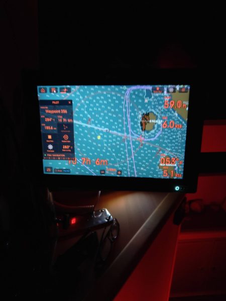 Following my track around the island to open ocean