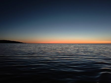 Ninety minutes into the passage a bit of light on the horizon